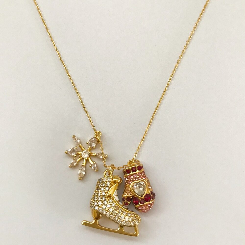 Kate Spade Snowflake Ice Skate and Glove Pendant Short Necklace